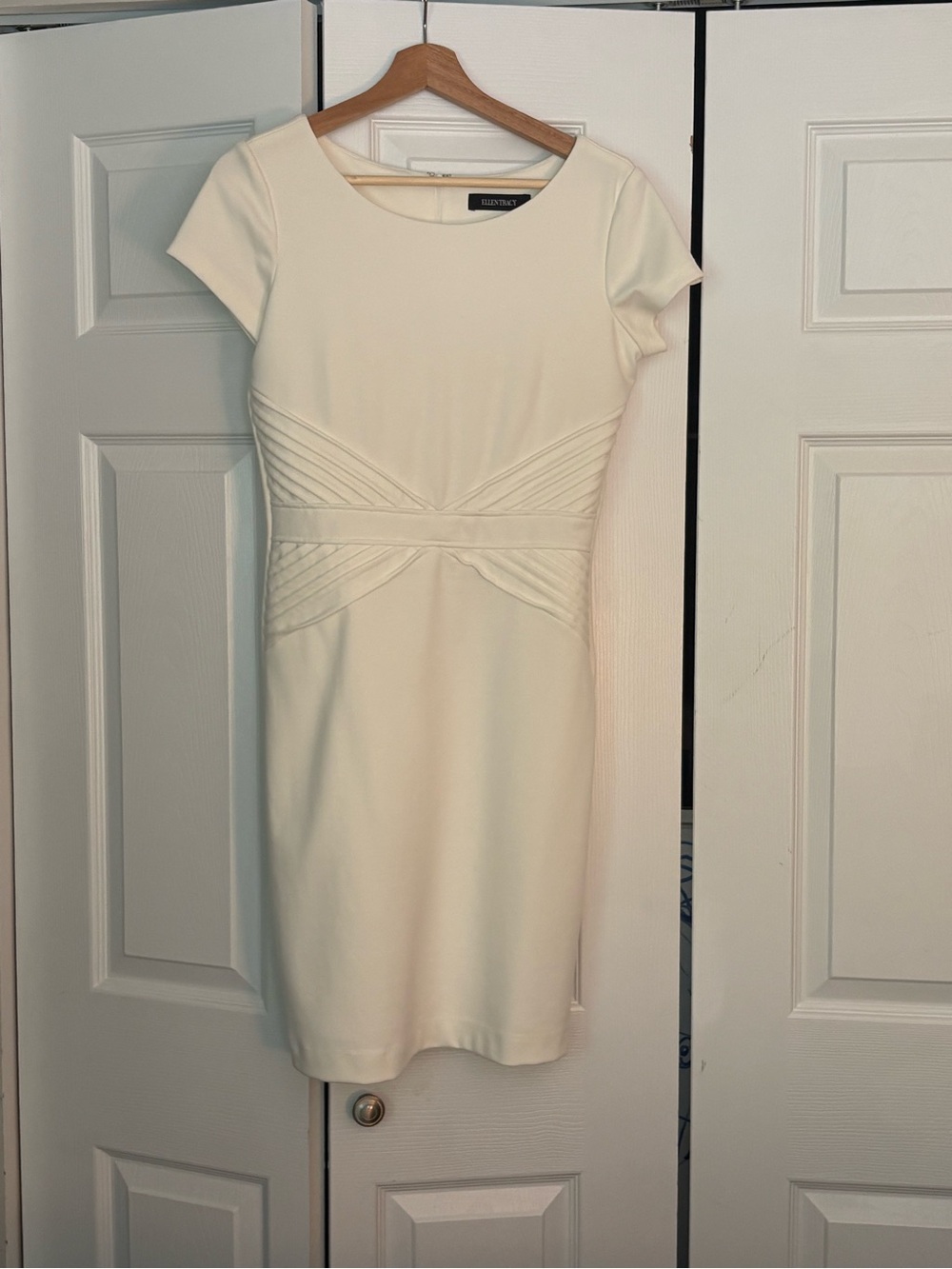 Ellen Tracy Ivory Ponte Sheath Dress